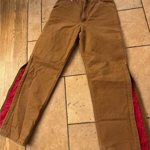 Brown Carhartt Men's Pants with Red Lining